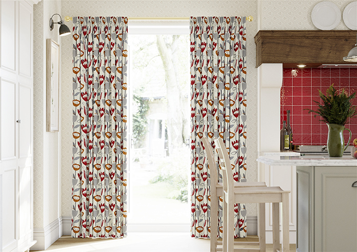 Flower Power, Scarlet - Made to Measure Curtains - Image 3